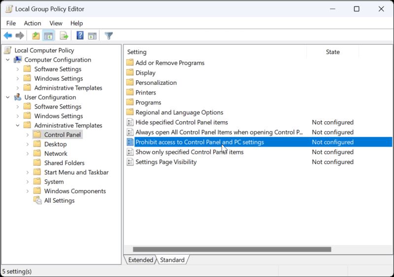 Windows 11如何阻止用户设置