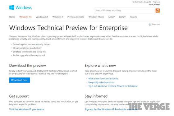 微软最新操作系统命名曝光：或为Windows TH