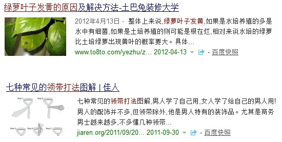 百度搜索结果出现缩略图